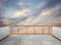 Balcony view of the sky. Landscape. Sunny Day. Terrace with a beautiful view on the sky. Background with a beautiful clouds.